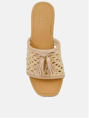 NWB HandWoven Tan Tassel Flats Size 10